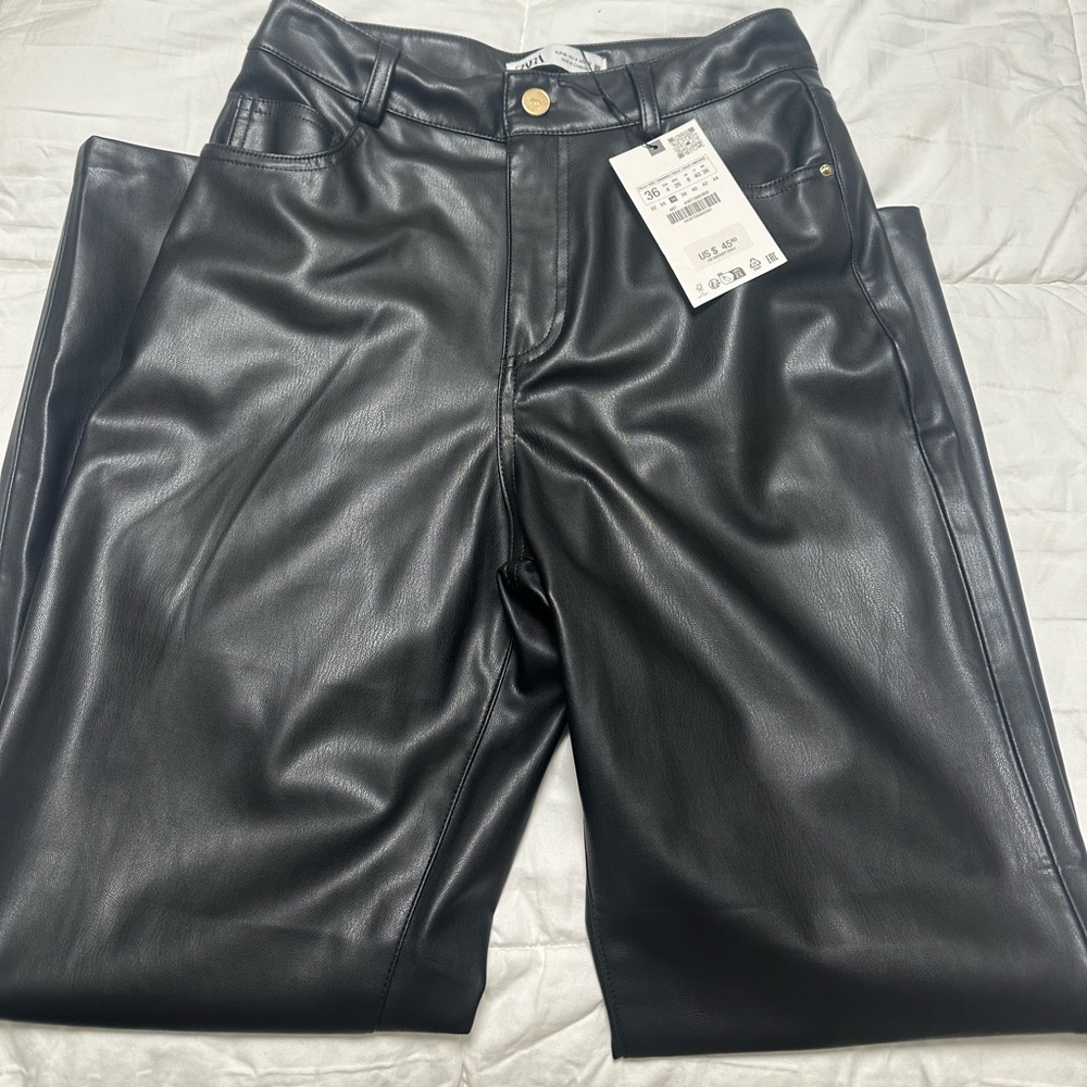 Zara leather mom jeans